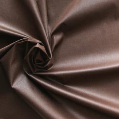 Tissu en coton et élasthanne brun effet waxé