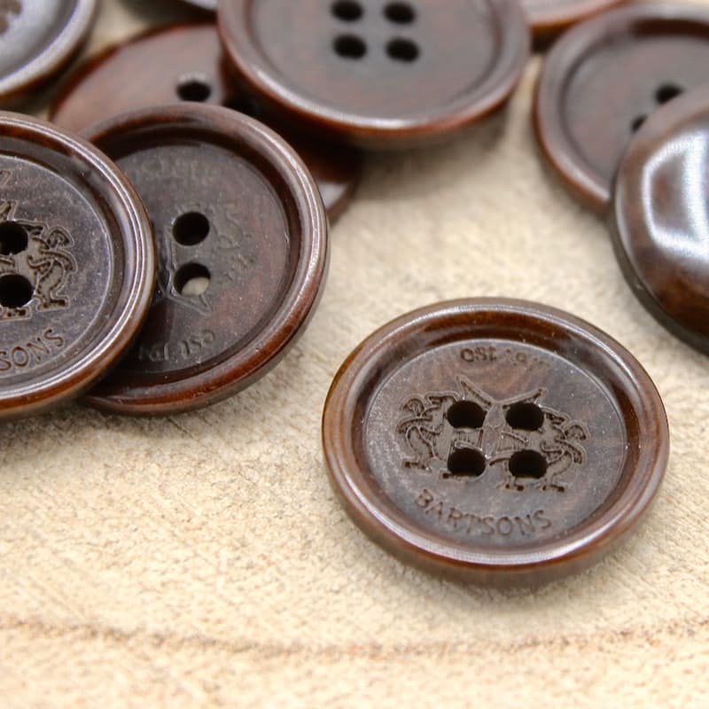 Round button with coat of arms - chocolate brown