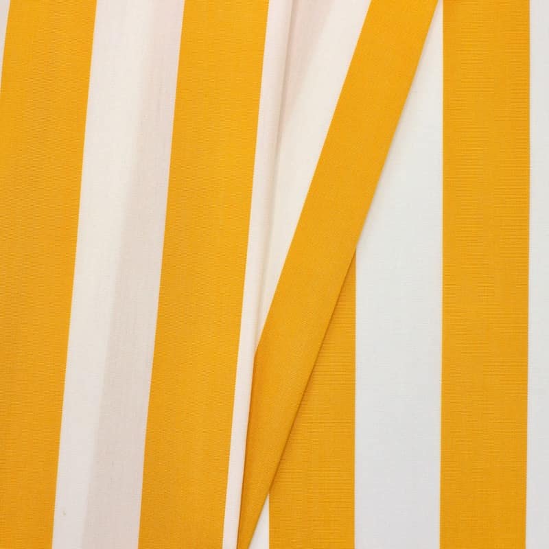 Tissu d'extérieur à rayures -blanc/jaune