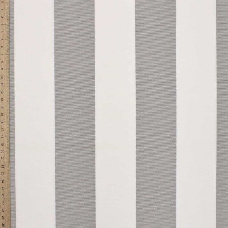 Striped outdoor fabric - white / grey