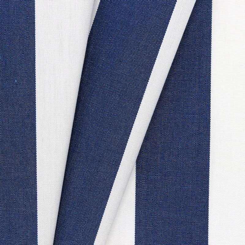 Striped outdoor fabric - white / navy blue 
