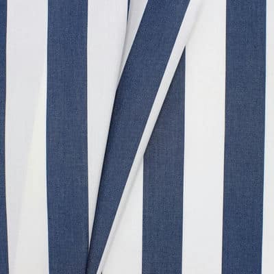 Striped outdoor fabric - white / navy blue 