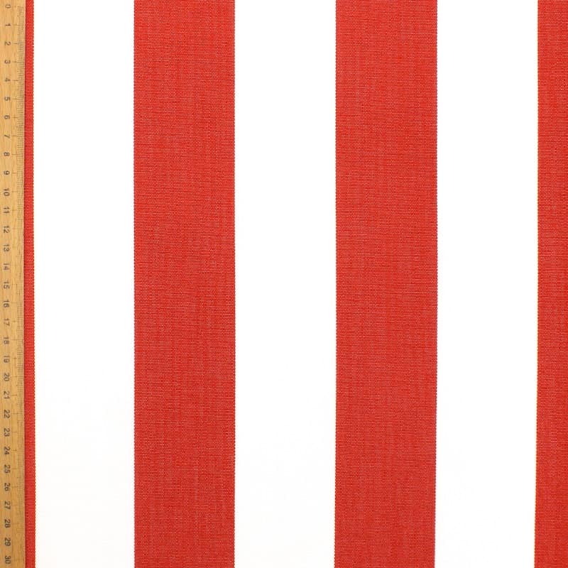 Striped outdoor fabric - white / red 