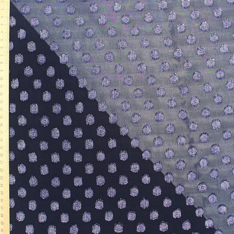 Jacquard veil with lurex dots - navy blue 