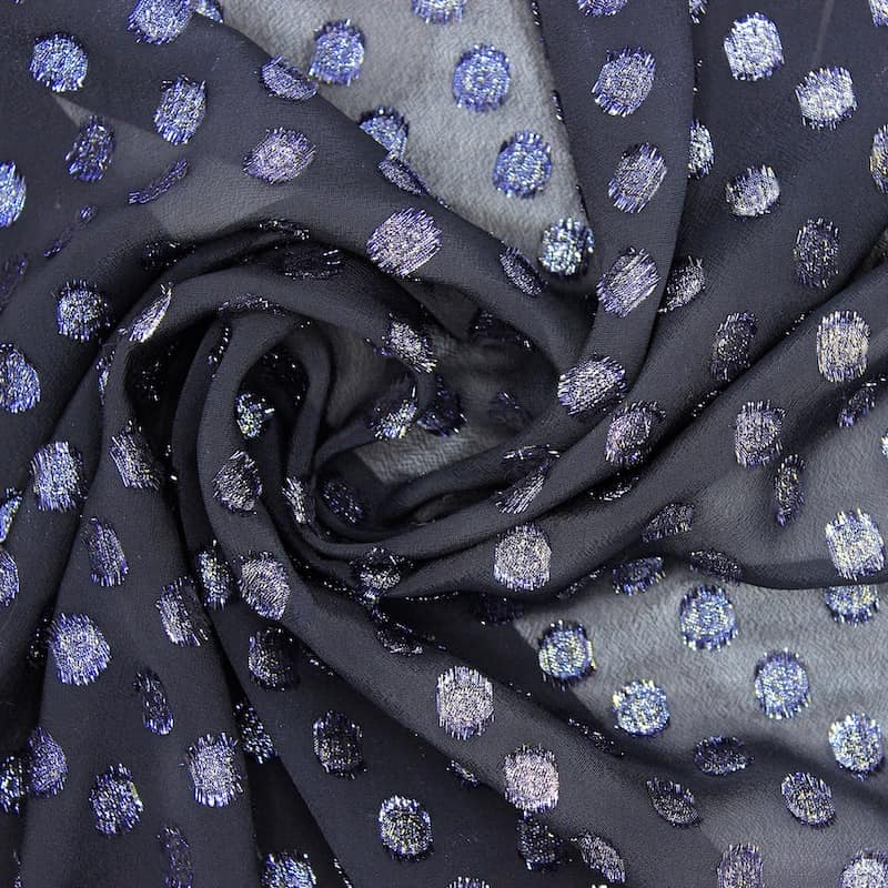 Jacquard veil with lurex dots - navy blue 