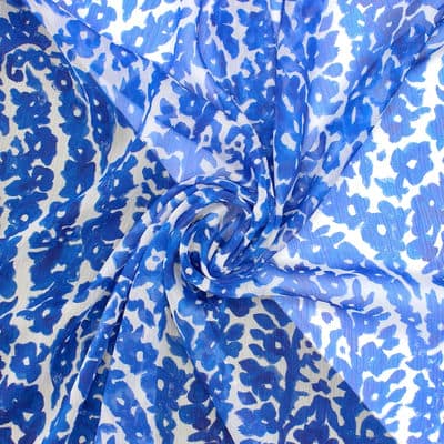 Tissu voile floral -bleu