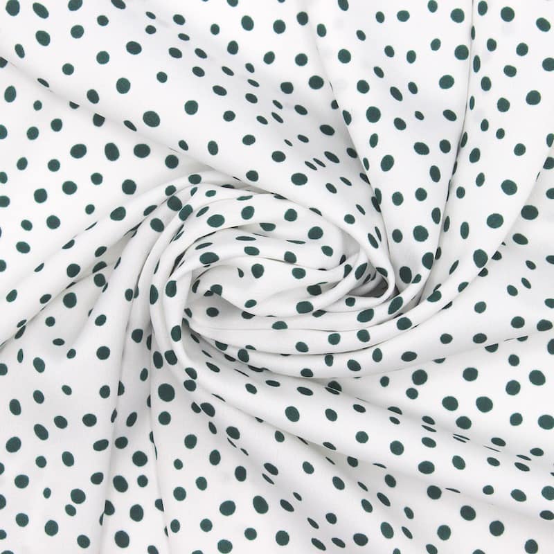 Tissu polyester pois - blanc