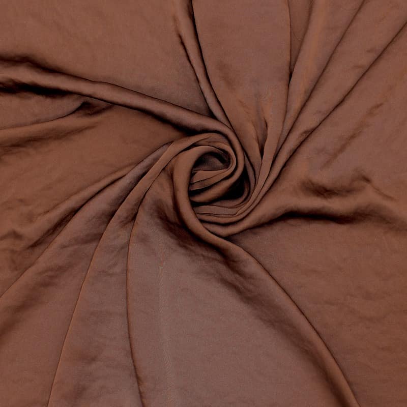 Tissu satin polyester - brun