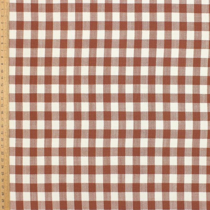 Extensible checkered viscose fabric - brown 