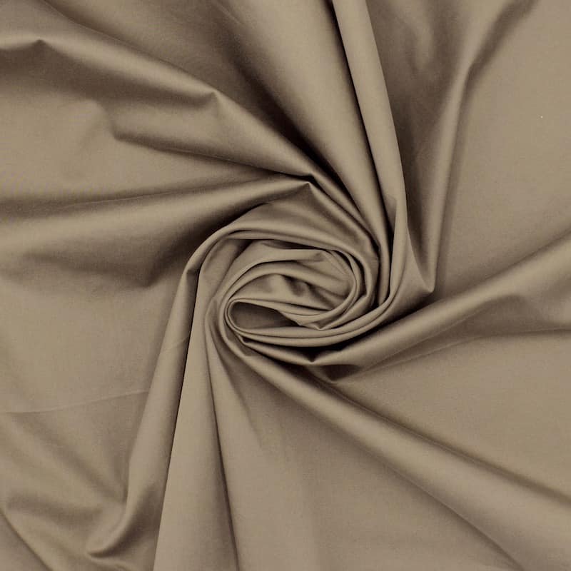 Tissu satin coton extensible - beige