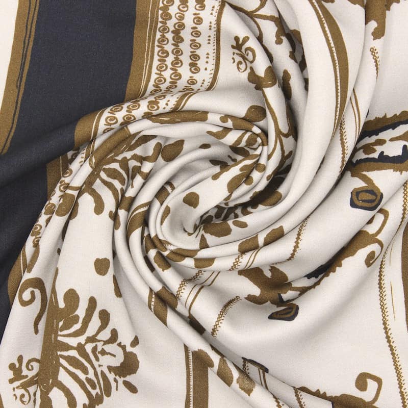 Twill fabric 100% viscose with khaki pattern - greige 