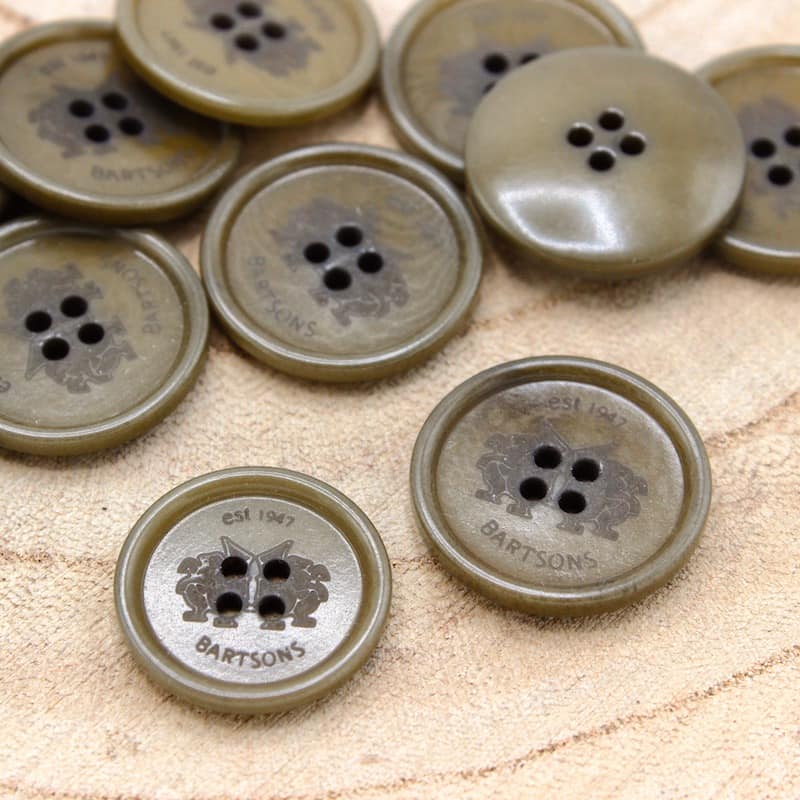 Round button with coat of arms - khaki