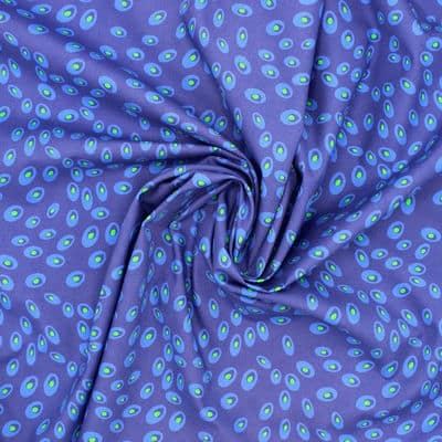 Cotton poplin with peacock feather - blue