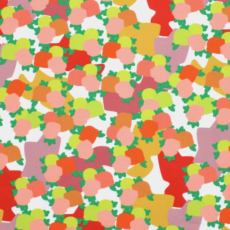 Katoen popeline met fruitsla - kleurrijk