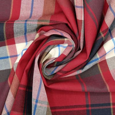 Checkered cotton twill fabric - red 