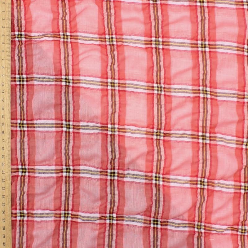 Checkered cotton fabric - pink 