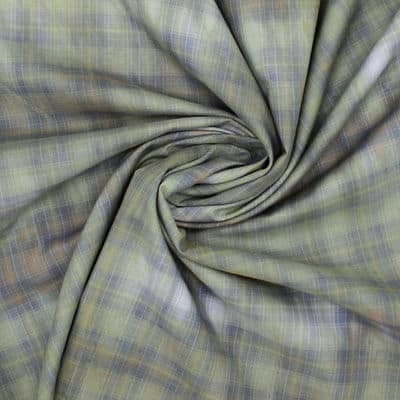 Checkered cotton with washed-out effect - khaki