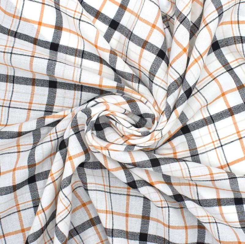 Checkered fabric 100% cotton - ecru 