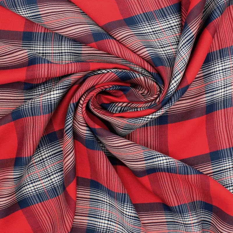 Checkered fabric in viscose and cotton - multicolored