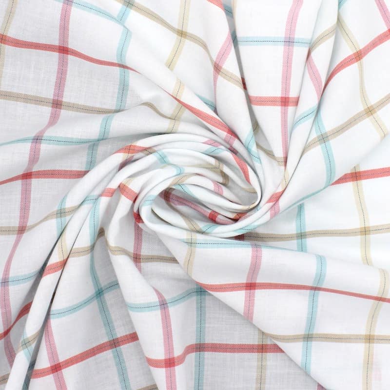 Tissu coton carreaux - blanc