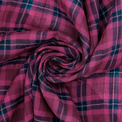 Tissu coton carreaux - rouge violet