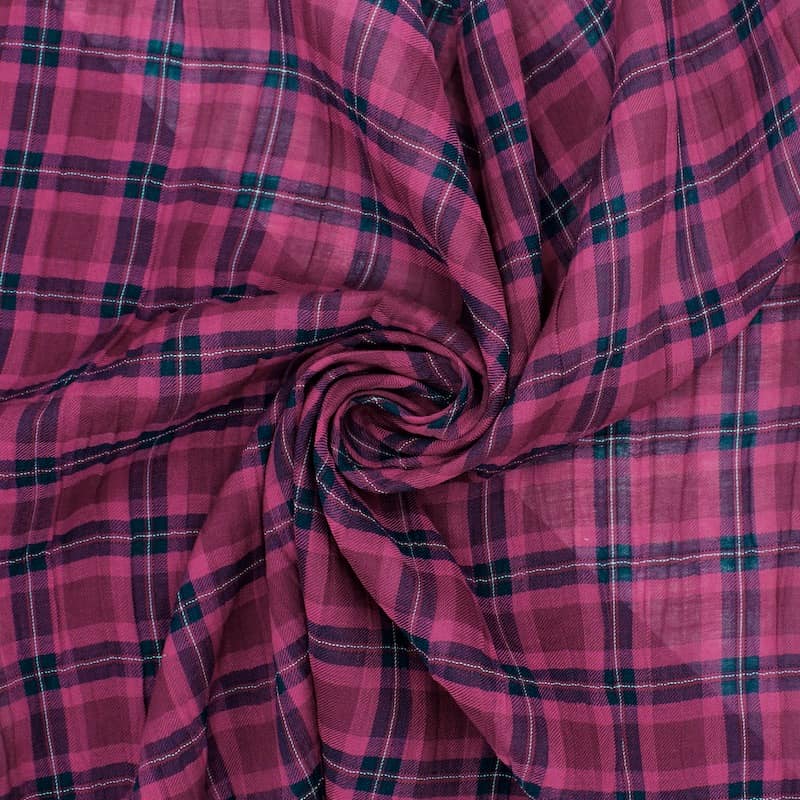 Checkered cotton - red and purple 