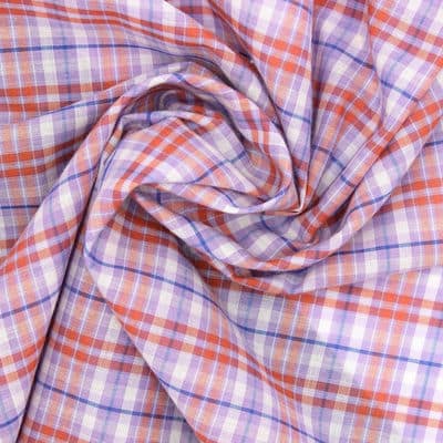 Tissu coton carreaux - rose et violet