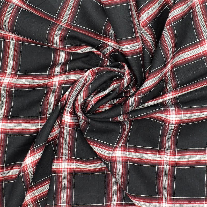 Checkered cotton with lurex thread - black 