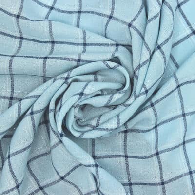 Checkered cotton with lurex thread - sky blue