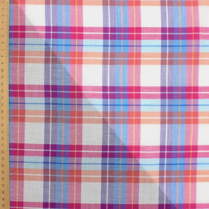 Tissu coton carreaux - multicolore