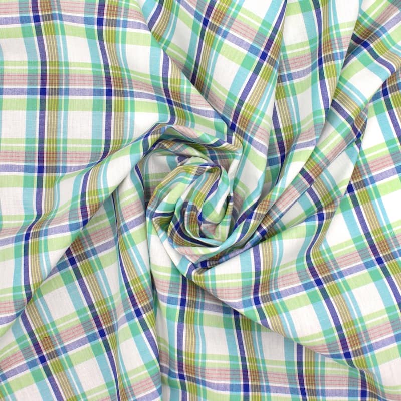 Checkered cotton - green and blue 