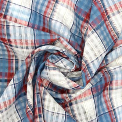 Checkered cotton - blue, white and red
