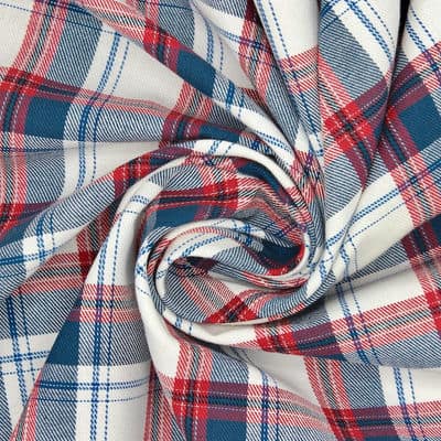 Tissu coton carreaux - rouge, bleu et blanc
