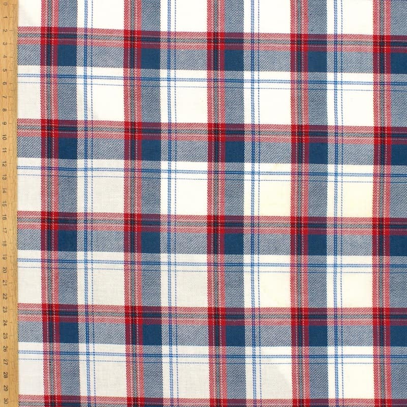 Tissu coton carreaux - rouge, bleu et blanc