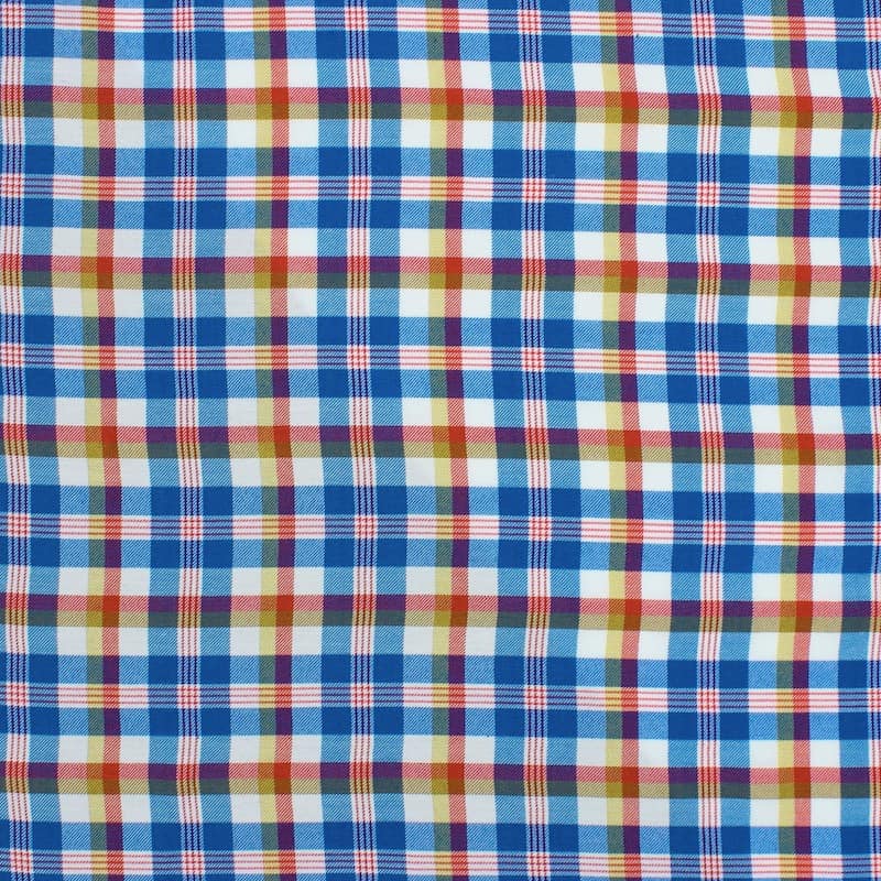 Tissu coton carreaux - rouge et bleu