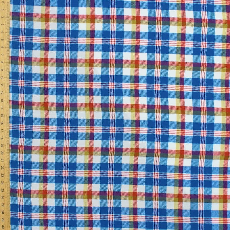 Checkered cotton - red, green and blue 