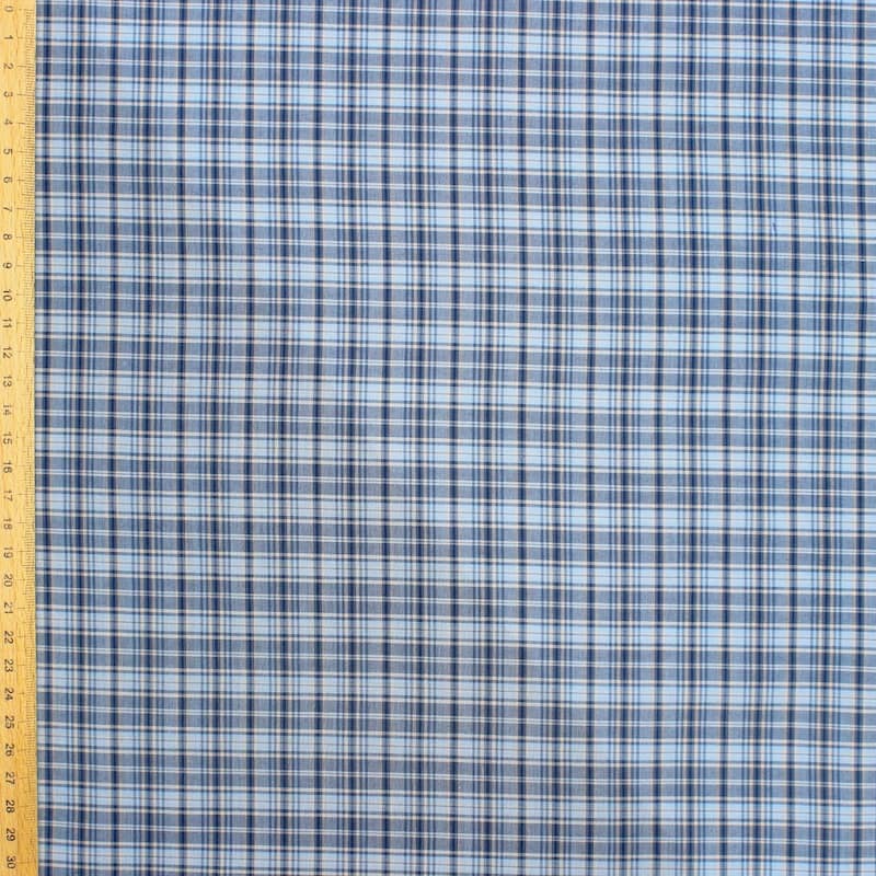 Tissu coton carreaux - bleu