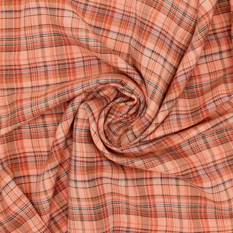 Tissu coton carreaux - saumon
