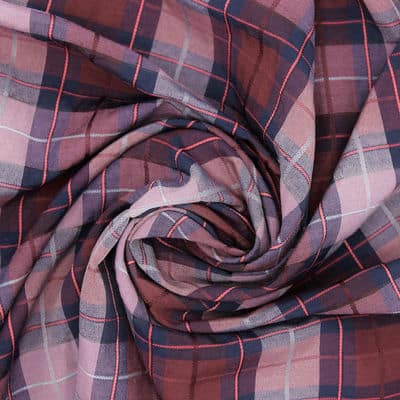 Checkered fabric in cotton and polyester - burgondy 