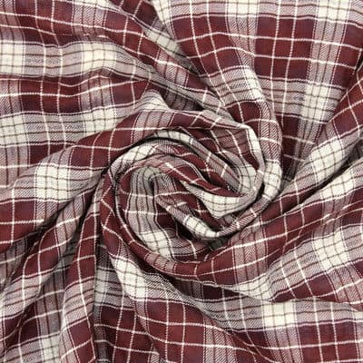 Checkered cotton with fantasy thread - burgondy 