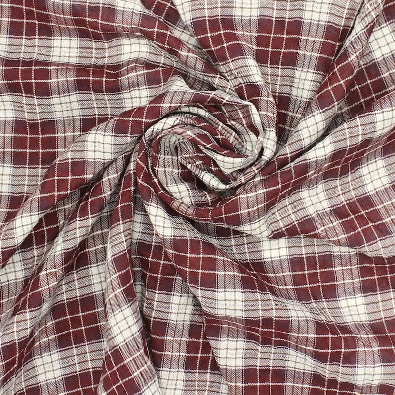 Checkered cotton with fantasy thread - burgondy 