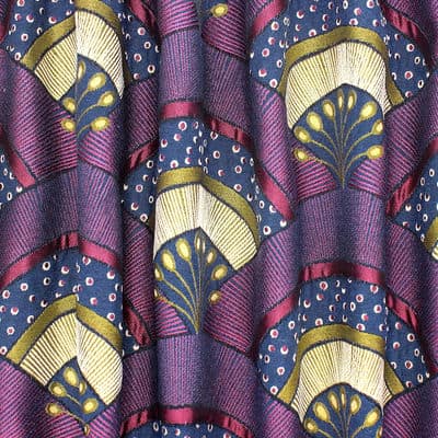 Fabric in polyester and cotton with graphic print - multicolor