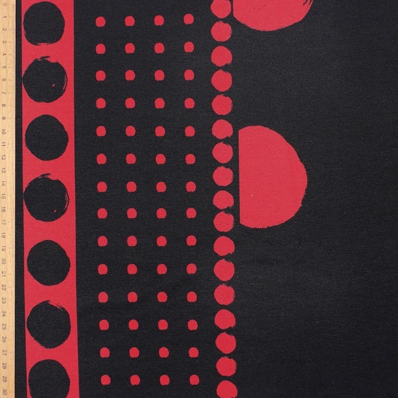 Jersey fabric with dots - black