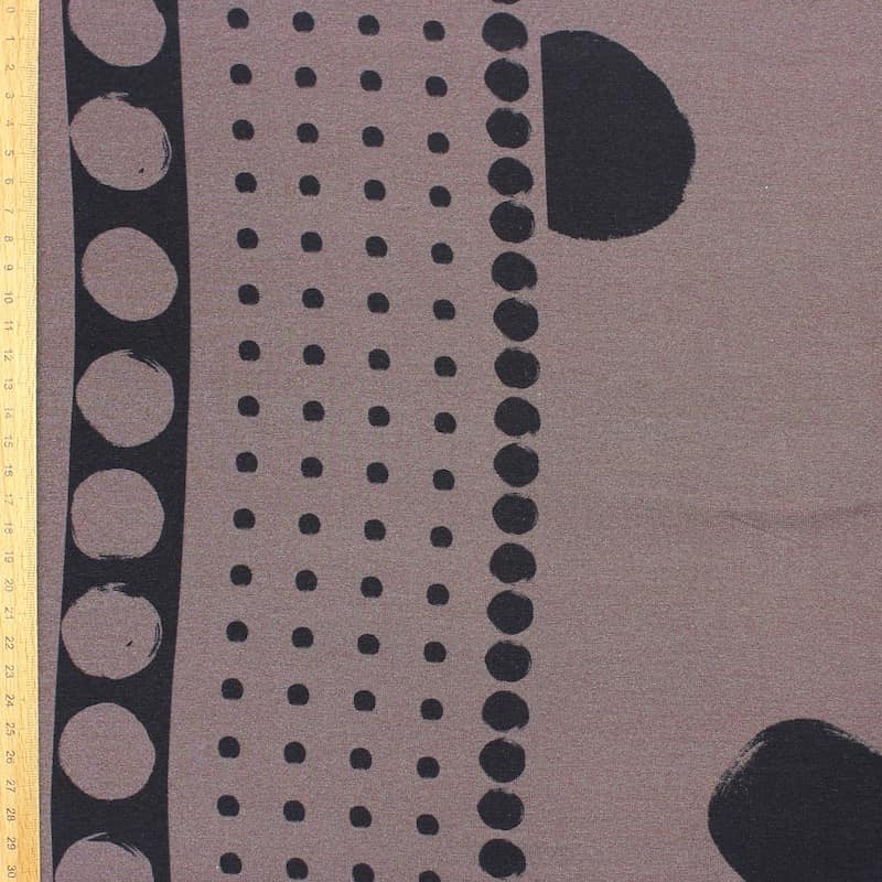 Jersey fabric with dots - brown