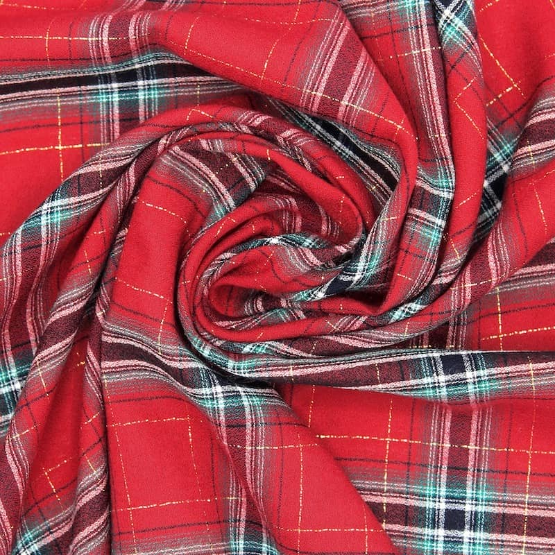 Checkered fabric resembling crêpe - red 
