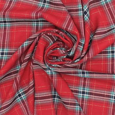 Checkered fabric resembling crêpe - red 