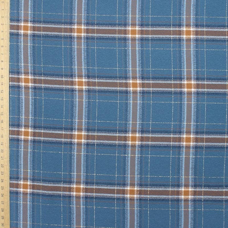 Checkered crêpe fabric - blue 