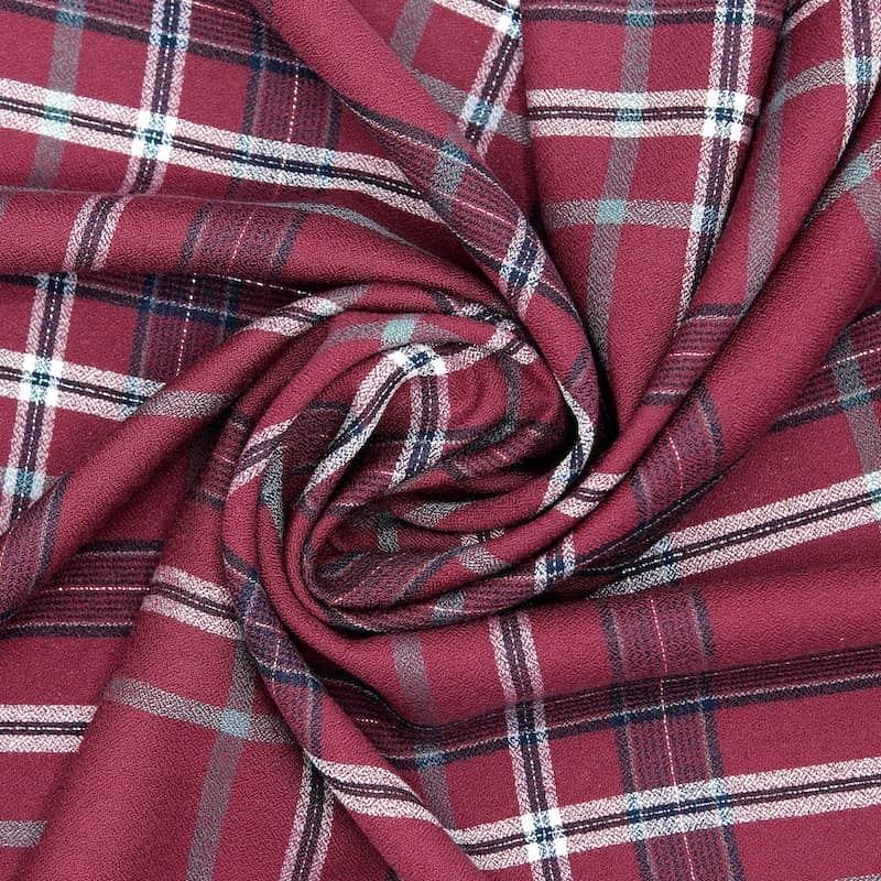 Checkered fabric with crêpe aspect - burgondy 