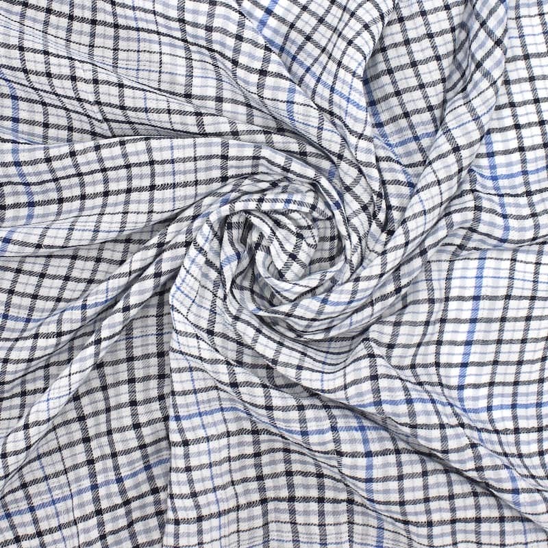 Tissu coton carreaux - bleu et blanc