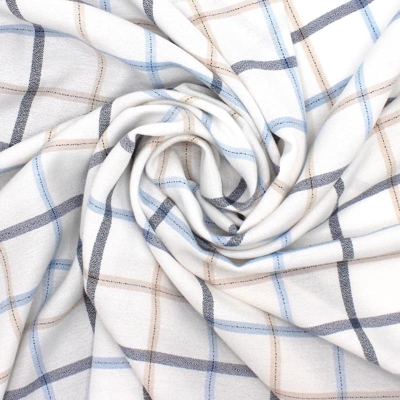 Checkered viscose fabric resembling crêpe - white 